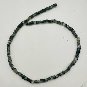 Exquisite Natural Moss Agate 4mm Cube Bead Strand 109471