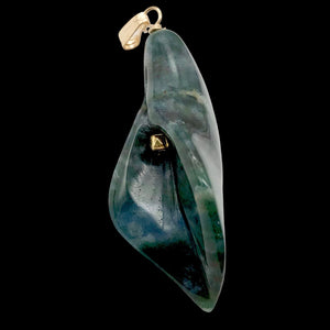 Fancy Jasper Calla Lily 14K Gold Filled Flower Pendant| 1 3/4" Long | Green |