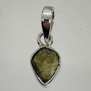 Moldavite 7.08ct Sterling Silver Heart Pendant | 3/4" Long | Green | 1 Pendant |