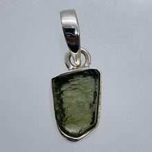 Load image into Gallery viewer, Moldavite 8.88ct Sterling Silver Free-form Pendant| 7/8&quot; Long| Green| 1 Pendant|
