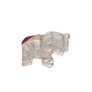 Wild Hand Carved Clear Quartz Elephant Figurine | 20x15x7mm | Clear