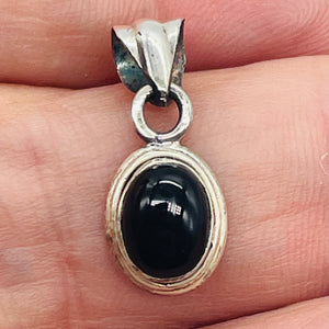 Onyx Sterling Silver Drop Pendant | 3/4" Long | Black | 1 Pendant |