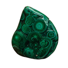 Load image into Gallery viewer, Malachite 46g Polished Gemstone FreeForm Worry Stone| 42x9mm| Green| 1 Specimen|
