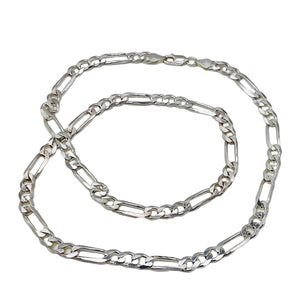 30" Heavy Figaro Sterling Silver Chain Necklace | 7 mm Wide | 46 Grams |
