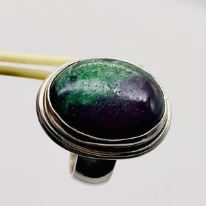 Gemstone Oval Ruby Zoisite Sterling Silver Ring| Size 7.5 | Green Red | 1 Ring |