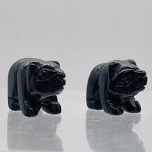 Load image into Gallery viewer, Roar! 2 Hand Carved Natural Obsidian Black Bear Animal Beads | 13x18x7mm | Black
