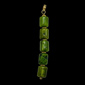 Nephrite Jade 14K Gold Filled Pendant | Green | 2 1/2" Long |
