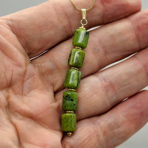Nephrite Jade 14K Gold Filled Pendant | Green | 2 1/2" Long |