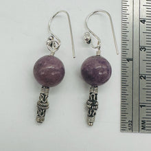 Load image into Gallery viewer, Natural Purple Lepidolite Sterling Silver Dangle Earrings 1.5" Handmade
