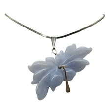 Load image into Gallery viewer, Blue Chalcedony Druzy Carved Flower Sterling Silver Pendant | 1 1/2&quot; Long| Blue|
