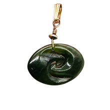 Load image into Gallery viewer, Jade New Zealand Maori Koru 14K Gold Filled Pendant | Green | 1&quot; Long |

