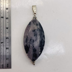 Mookaite Speckled Sterling Silver Marquise Pendant | 2 1/4" Long| Purplish Gray|