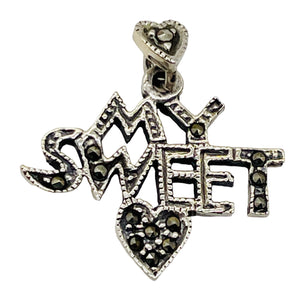 My Sweet Heart Marcasite Sterling Silver Pendant | 1" Long | Silver | 1 Pendant|