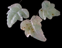 Load image into Gallery viewer, Hand Carved Green Prehnite Leaf Briolette 3 Bead Set 009885B
