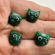 Load image into Gallery viewer, Kitty Cat Ceramic Round Beads | 15mm | Juniper Green | 4 Beads |
