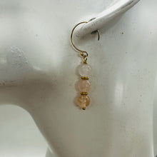 Load image into Gallery viewer, Morganite AA A Beads Rose Gold Earrings | 1" Long | 1 Pair |
