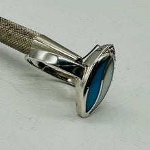 Load image into Gallery viewer, Turquoise Mother of Pearl Marcasite Sterling Silver Ring | Blue, White, Silver |
