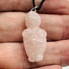 Load image into Gallery viewer, Rose Quartz Stone Goddess of Willendorf Pendant Necklace| 3/4&#39; Long | Pink |
