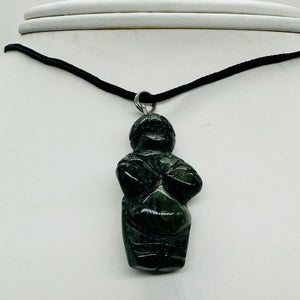 Kambaba Stone Goddess Pendant Necklace | 3/4' Long | Green, Black | 1 Pendant |