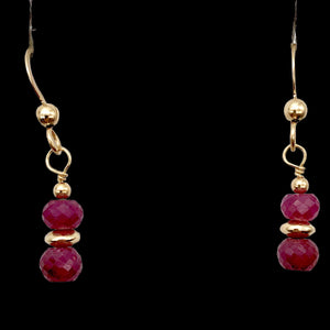 Natural Precious Gemstone Ruby Earrings with Gold Findings