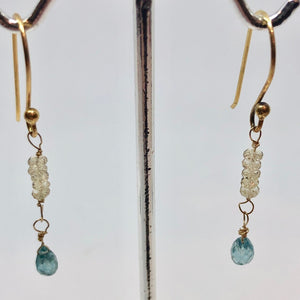 Blue Zircon and Aquamarine w/14K Gold Earrings