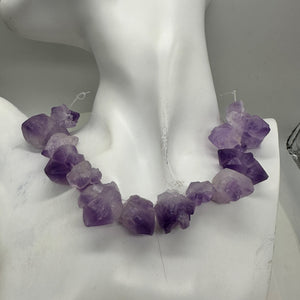 Amethyst Natural Crystals 8" Strand | 29x27x15 to 18x17x12mm | Purple| 14 Beads|