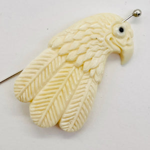 Carved Eagle Pendant Bird Bead | 37x32x4mm | White Black | 1 Bead |
