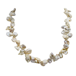 Keishi 16" Strand Cornflake FW Pearls | 9x7 to 8x6x3mm | Silver White | 70 |