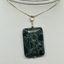 Load image into Gallery viewer, Tsunami Stone 14K Gold Filled Rectangle Pendant | 35x25x7.5mm | Green White | 1
