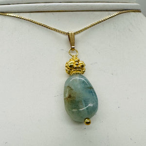 Aquamarine 14K Gold Filled Drop Pendant | 1 1/2" Long | Aqua | 1 Pendant |
