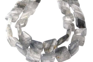 Natural Misty Grey Quartz 15x15mm Square Bead Strand 109332