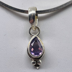 Amethyst Sterling Silver Drop Pendant | 3/4" Long | Purple | 1 Pendant |