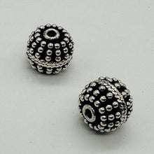 Load image into Gallery viewer, Bali Beads of Incredible Solid Sterling Silver | 12x11mm | 6 gram each| 2 Beads|
