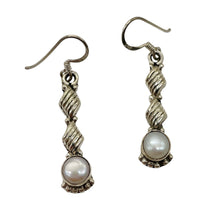Load image into Gallery viewer, Fresh Water Pearl Sterling Silver Dangle Earrings | 1 3/4&quot; Long |White | 1 Pair|
