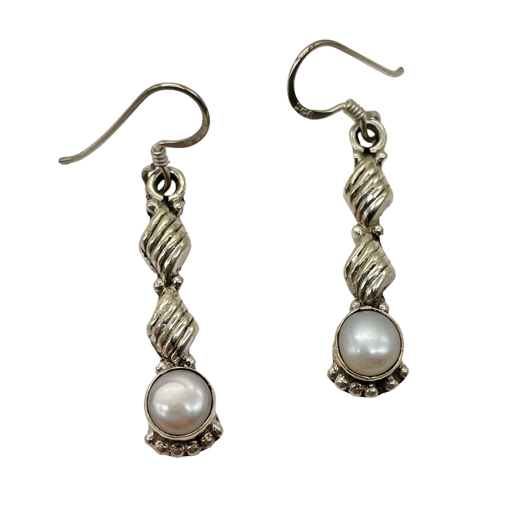 Fresh Water Pearl Sterling Silver Dangle Earrings | 1 3/4