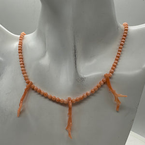 AAA Natural Salmon Branch Coral & Sterling Silver 18 inch Necklace 202600