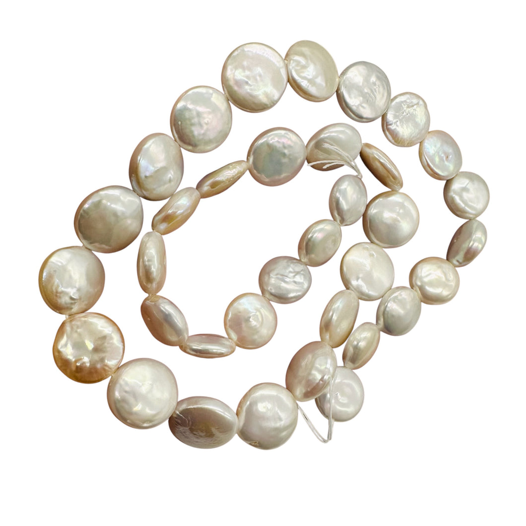 Amazing Natural Multi-Hue FW Coin Pearl Strand 104757E