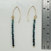 Load image into Gallery viewer, Sapphire AAA Faceted Bead Yellow Gold Earrings | Blue, Dark Blue | 2" Long|
