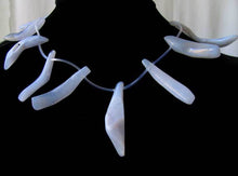Load image into Gallery viewer, Natural Blue Chalcedony Bead Strand | 340cts | 34x10x9 to 52x10x7mm | 14 Beads |
