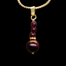 Load image into Gallery viewer, Purple Black Grape Freshwater Pearl 14K Gold Filled Pendant | 1&quot; Long |

