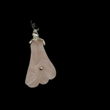 Load image into Gallery viewer, Lily! Hand Carved Rose Quartz Flower Solid Sterling Silver Pendant | 1&quot; Long |
