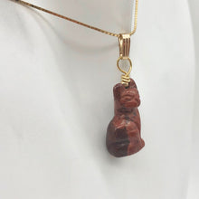 Load image into Gallery viewer, Jasper Kitty Cat Pendant Necklace|Semi Precious Stone Jewelry|14K Pendant
