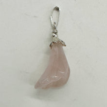 Load image into Gallery viewer, Lily! Hand Carved Rose Quartz Flower Solid Sterling Silver Pendant | 1&quot; Long |
