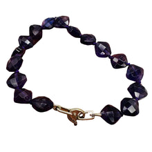 Load image into Gallery viewer, Faceted Square Deep Amethyst &amp; Silver Bracelet 400004

