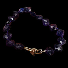Load image into Gallery viewer, Faceted Square Deep Amethyst &amp; Silver Bracelet 400004
