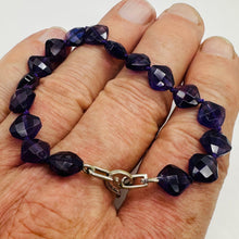 Load image into Gallery viewer, Faceted Square Deep Amethyst &amp; Silver Bracelet 400004
