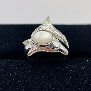 Mother of Pearl Leaping Dolphin Sterling Silver Ring | Size 6 | Silver | 1 Ring|