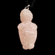 Load image into Gallery viewer, Rose Quartz Stone Goddess of Willendorf Pendant Necklace| 3/4&#39; Long | Pink |
