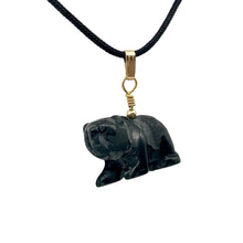 Load image into Gallery viewer, Adorable! Carved Onyx Panda Bear 14Kgf Pendant | 19x14x10mm (Panda) 4mm (Bail Opening) | Black
