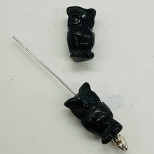 Load image into Gallery viewer, Wisdom Carved Obsidian Owl Animal Bead Figurine | 21x12x9mm | Black

